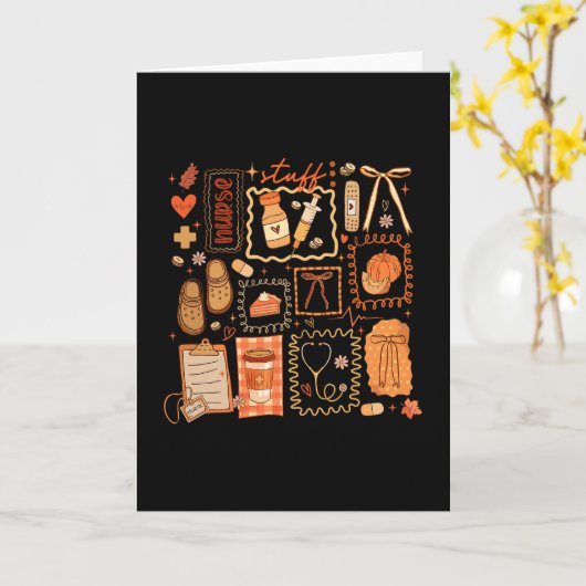 Thankful Nurse Fall Stethoscope Coquette Bow Thank Kaart (Gele Bloem)