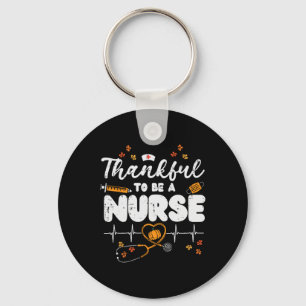 Thankful om een Zuster Thanksgiving Scrub Top Herf Sleutelhanger