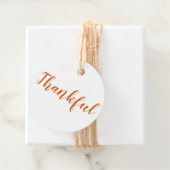 Thankful oranje spice modern script Thanksgiving Bedankjes Labels (In situ)