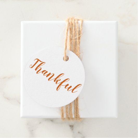 Thankful oranje spice modern script Thanksgiving Bedankjes Labels (In situ)