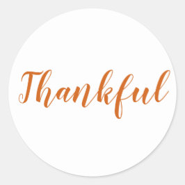 Thankful oranje spice modern script Thanksgiving Ronde Sticker