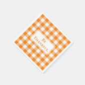 Thankful Oranje White Gingham Check Thanksgiving Servet (Hoek)