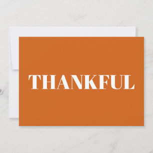 Thankful oranje & white modern Thanksgiving card