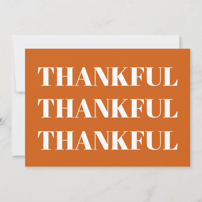 Thankful oranje-witte moderne Thanksgiving kaart (Voorkant)