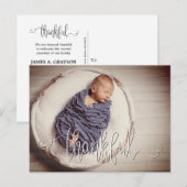 Thankful Photo Filter Birth Announding Briefkaart (Voorkant / Achterkant)