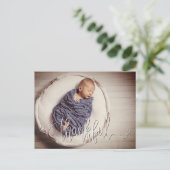 Thankful Photo Filter Birth Announding Briefkaart (Staand voorkant)