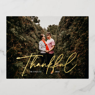 Thankful Photo Holiday Design Gold Foil Folie Feestdagen Briefkaart
