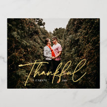 Thankful Photo Holiday Design Gold Foil
