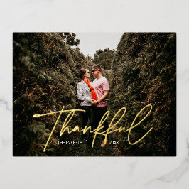 Thankful Photo Holiday Design Gold Foil Folie Feestdagen Briefkaart