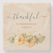 Thankful Pumpkin Family Thanksgiving Dinner Stenen Onderzetter (Voorkant)