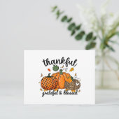 Thankful Pumpkin Grateful And Blessed Briefkaart (Staand voorkant)