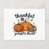 Thankful Pumpkin Grateful And Blessed Briefkaart (Voorkant)