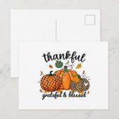 Thankful Pumpkin Grateful And Blessed Feestdagenkaart (Voorkant / Achterkant)