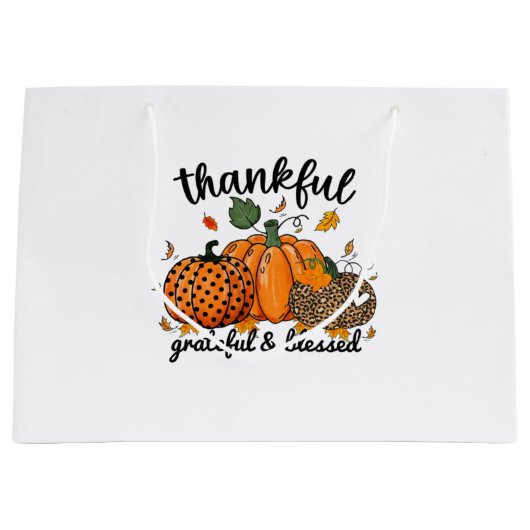 Thankful Pumpkin Grateful And Blessed Groot Cadeauzakje (Voorkant)
