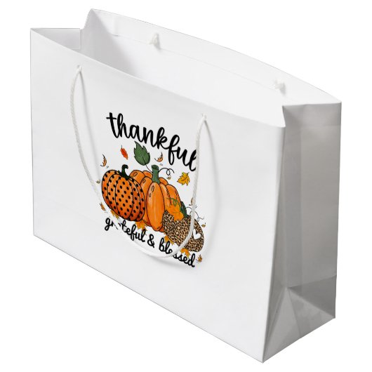 Thankful Pumpkin Grateful And Blessed Groot Cadeauzakje (Achterkant Gekanteld)