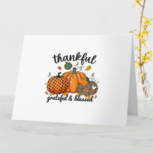 Thankful Pumpkin Grateful And Blessed Kaart (Gele Bloem)