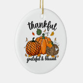 Thankful Pumpkin Grateful And Blessed Keramisch Ornament (Rechts)