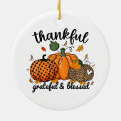 Thankful Pumpkin Grateful And Blessed Keramisch Ornament (Achterkant)