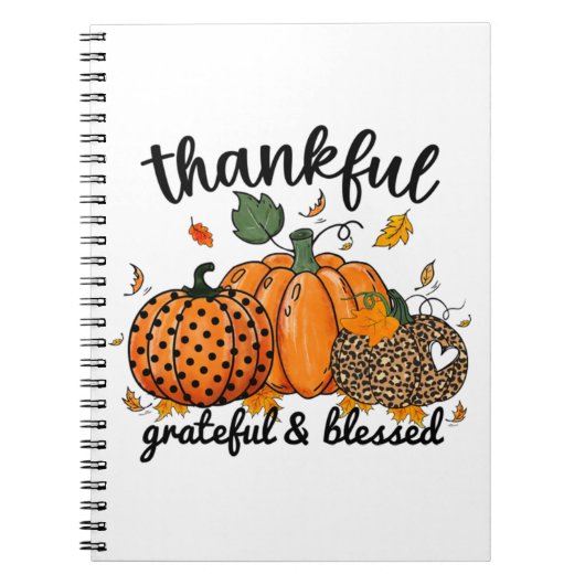 Thankful Pumpkin Grateful And Blessed Notitieboek (Voorkant)