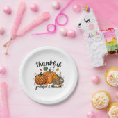 Thankful Pumpkin Grateful And Blessed Papieren Bordje (Feest)
