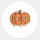 Thankful Pumpkin Thanksgiving T-Shirt - Gifts - De Ronde Sticker (Voorkant)