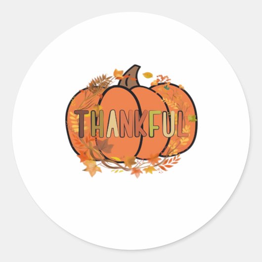 Thankful Pumpkin Thanksgiving T-Shirt - Gifts - De Ronde Sticker (Voorkant)