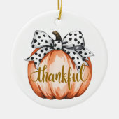 Thankful Pumpkin with Polka Dot Bow  Keramisch Ornament (Voorkant)