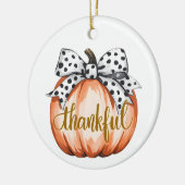 Thankful Pumpkin with Polka Dot Bow  Keramisch Ornament (Links)