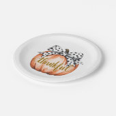 Thankful Pumpkin with Polka Dot Bow Papieren Bordje (Gekanteld)