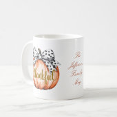 Thankful Pumpkin with Polka Dot Bow Personalized Koffiemok (Voorkant links)
