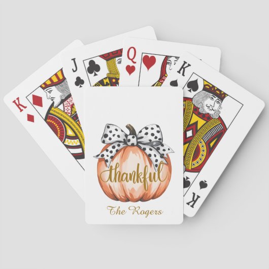 Thankful Pumpkin with Polka Dot Bow Pokerkaarten (Achterkant)