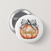 Thankful Pumpkin with Polka Dot Bow  Ronde Button 5,7 Cm (Voorkant /achterkant)