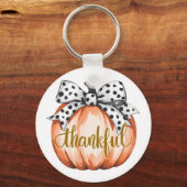 Thankful Pumpkin with Polka Dot Bow  Sleutelhanger (Voorkant)