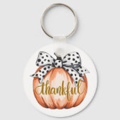 Thankful Pumpkin with Polka Dot Bow  Sleutelhanger (Achterkant)
