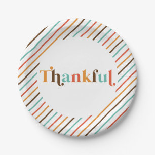 Thankful Retro Font Thanksgiving Papieren Bordje