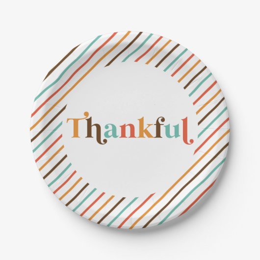 Thankful Retro Font Thanksgiving Papieren Bordje (Voorkant)