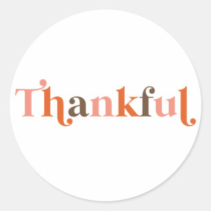 Thankful Retro Font Thanksgiving Ronde Sticker