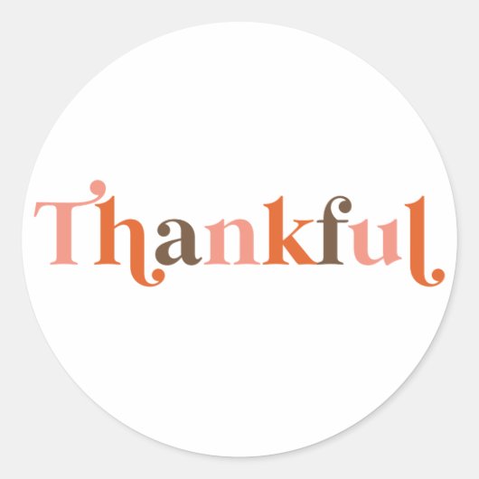 Thankful Retro Font Thanksgiving Ronde Sticker (Voorkant)