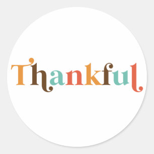 Thankful Retro Font Thanksgiving Ronde Sticker