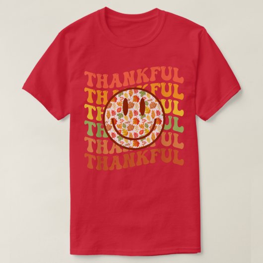  Thankful Retro Funny Herfst Happy Thanksgivi T-shirt (Design voorkant)