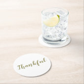 Thankful sage green modern script Thanksgiving Ronde Kartonnen Onderzetter (Insitu)
