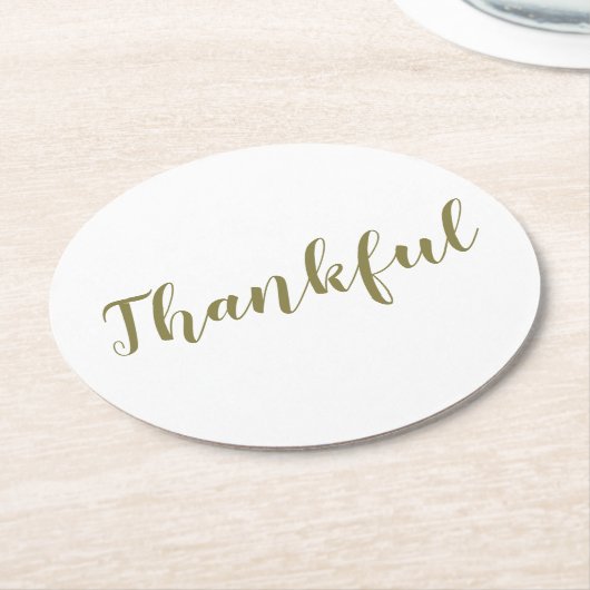 Thankful sage green modern script Thanksgiving Ronde Kartonnen Onderzetter (Gebogen)