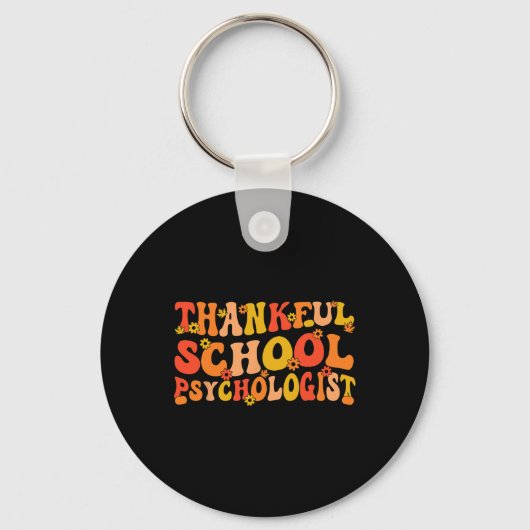 Thankful School Psych Thanksgiving School Psycholo Sleutelhanger (Voorkant)