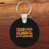 Thankful School Psych Thanksgiving School Psycholo Sleutelhanger (Voorkant)
