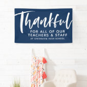 Thankful script leraar appreciatie navy blue spandoek (Insitu)