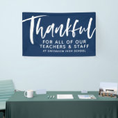 Thankful script leraar appreciatie navy blue spandoek (Beurs)