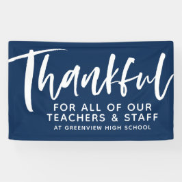 Thankful script leraar appreciatie navy blue spandoek