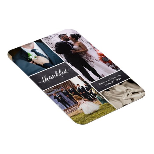 Thankful script Rustic Wedding Photo Collage Magneet (Rechterzijde)
