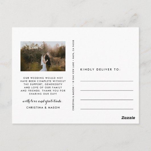 Thankful Script | Weddenfoto Hartelijk dank Briefkaart (Achterkant)