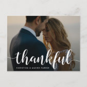 Thankful Script | Weddenfoto Hartelijk dank Briefkaart (Voorkant)